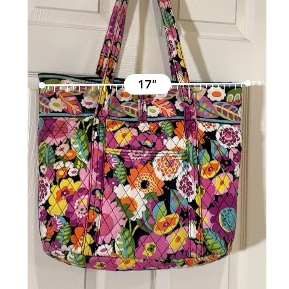 Vera Bradley Tutti Frutti Quilted Floral Vera Tote Bag Large Shoulder Bag